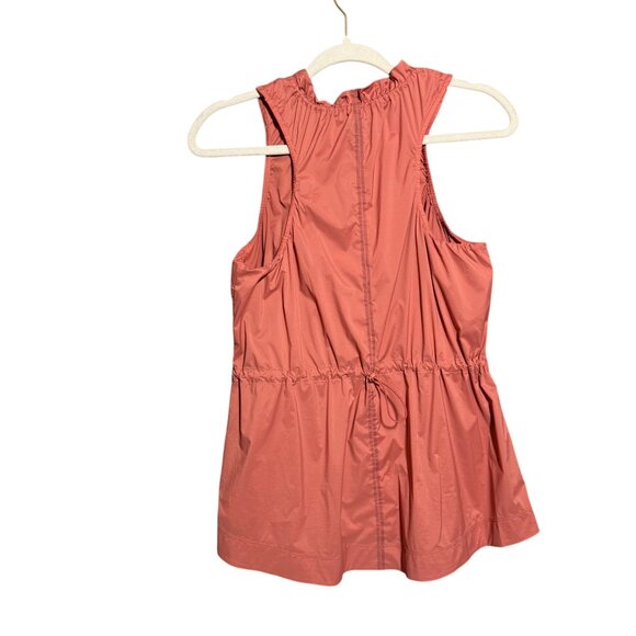 Athleta Rust Elastic Ruffled Neck Levitate Tank Top Women's Small Muted Red - Picture 9 of 12